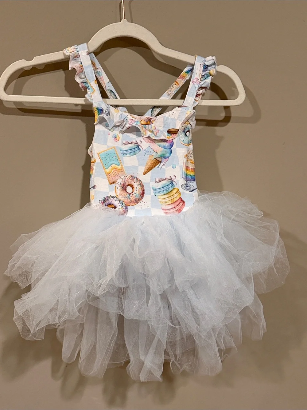 White Tulle Tutu Dress with Candy Print Bodice